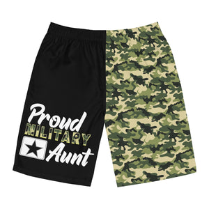 Proud Military Aunt Camoflauge Board Shorts-Phoenix Styles