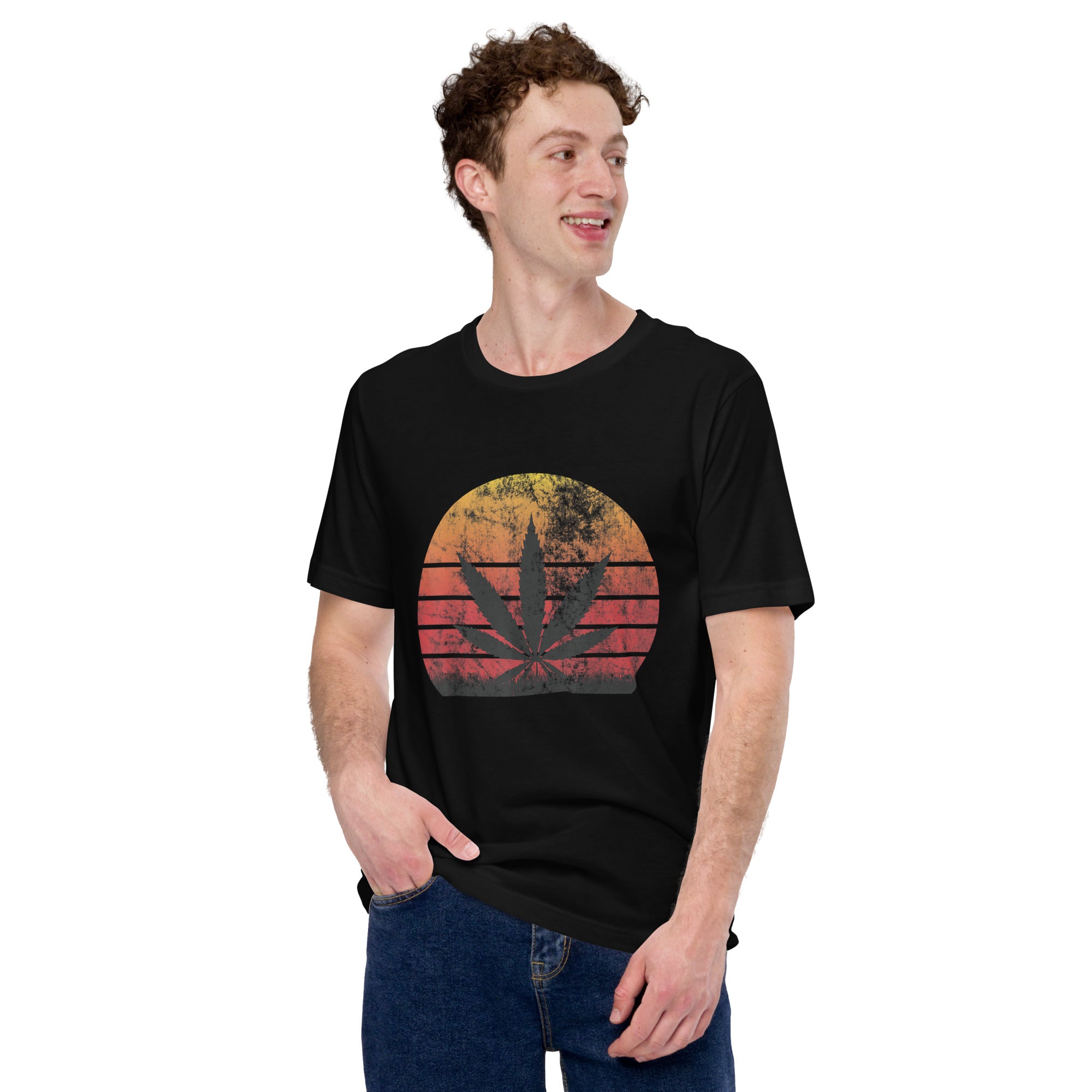 Sun-Vintage-T-Shirt-Marijuana-Leaf-Unisex t-shirt-Phoenix Styles