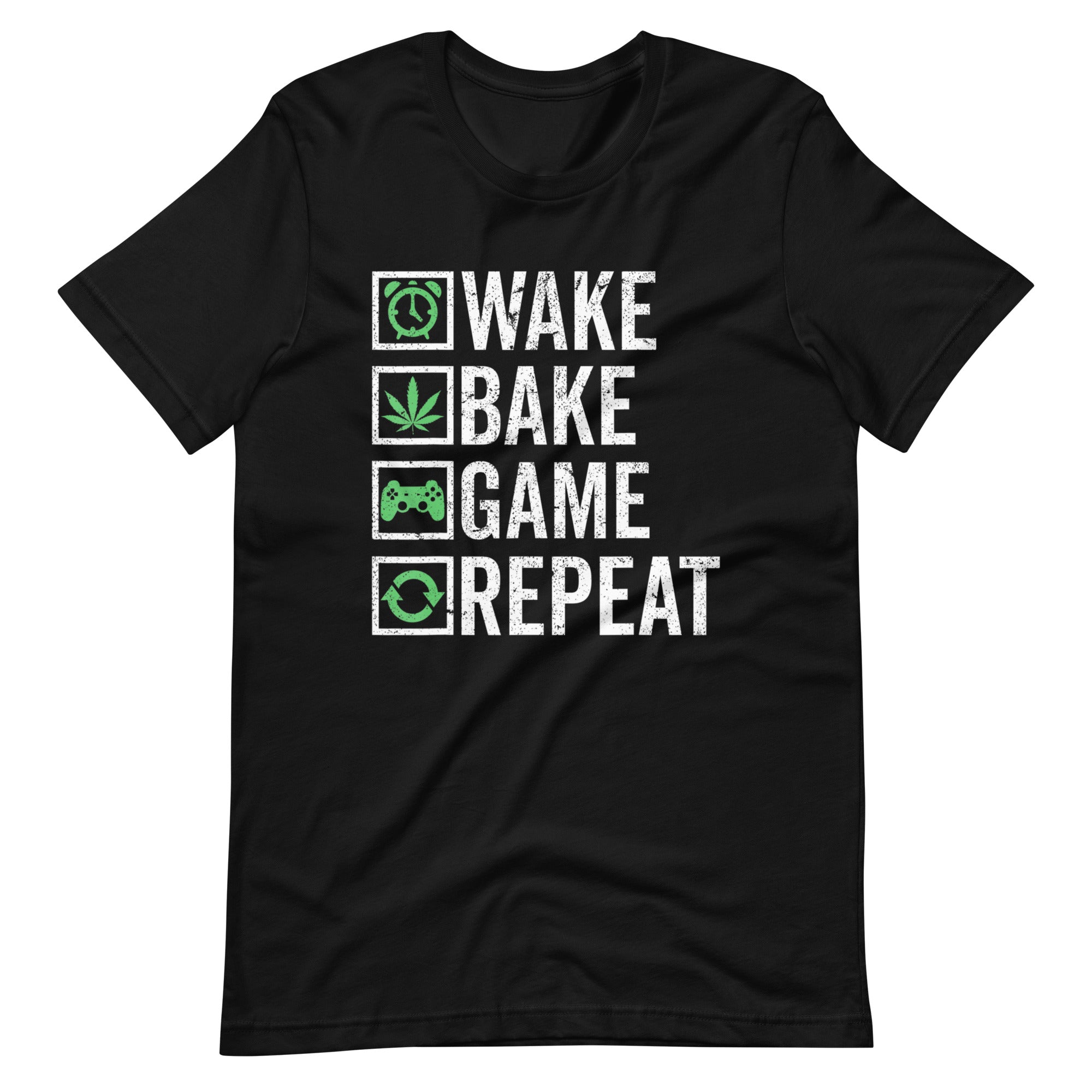 Wake-Bake-Game-Repeat-420-Weed-Cannabis-THC-Stoner t-shirt-Phoenix Styles