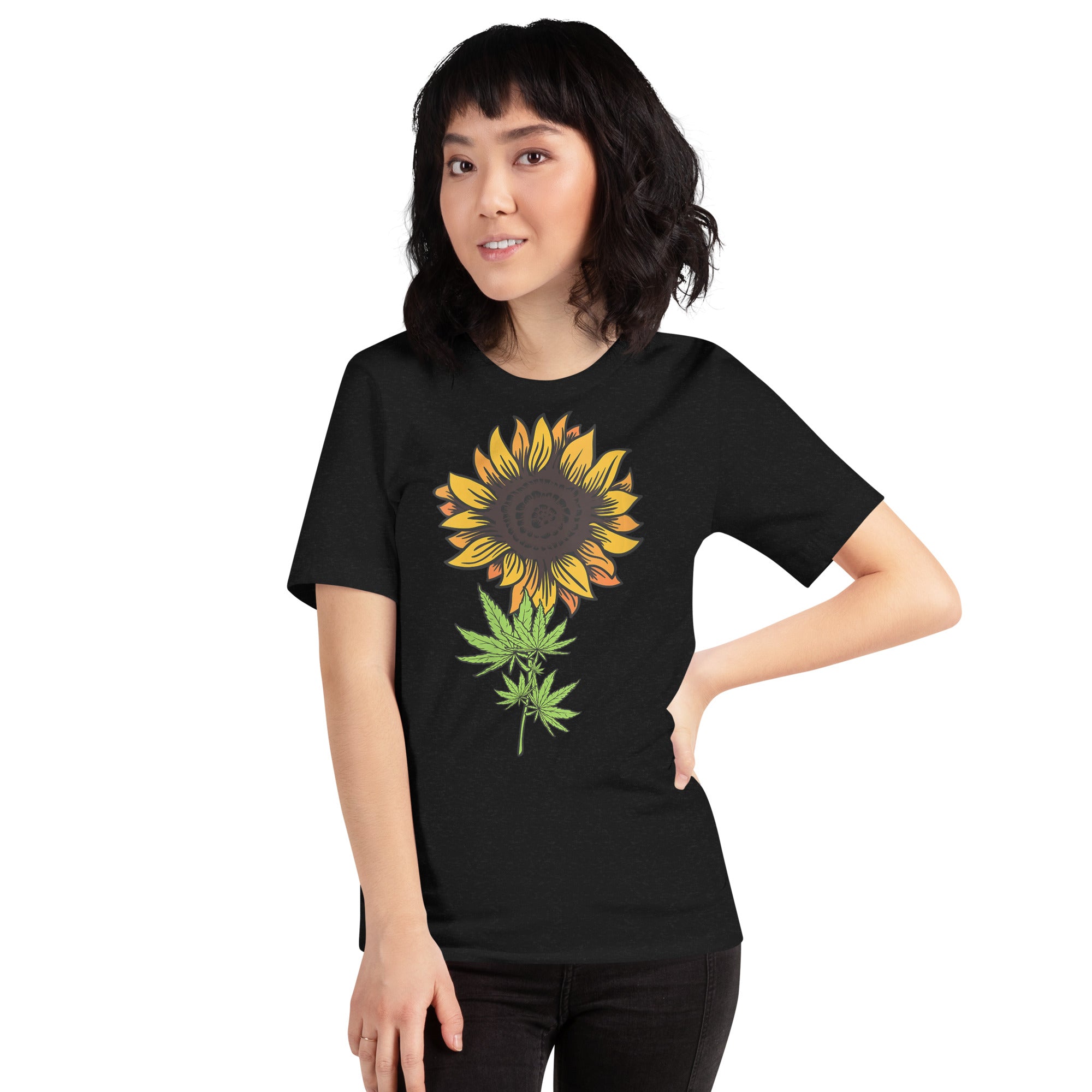 Womens-Weed-Marijuana-Leaf-Cannabis-Sun-flower- t-shirt-Phoenix Styles