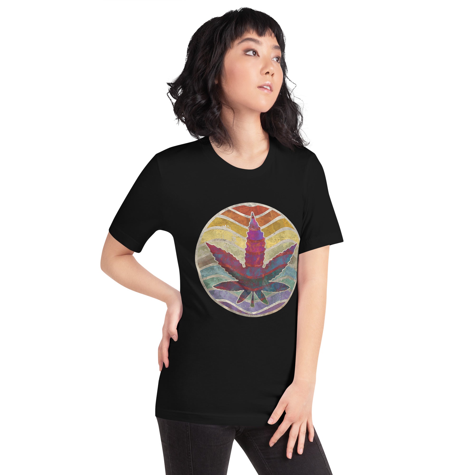 Retro-Design-of-Marijuana-Leaf-Unisex t-shirt-Phoenix Styles