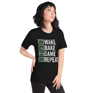 Wake-Bake-Game-Repeat-420-Weed-Cannabis-THC-Stoner t-shirt-Phoenix Styles