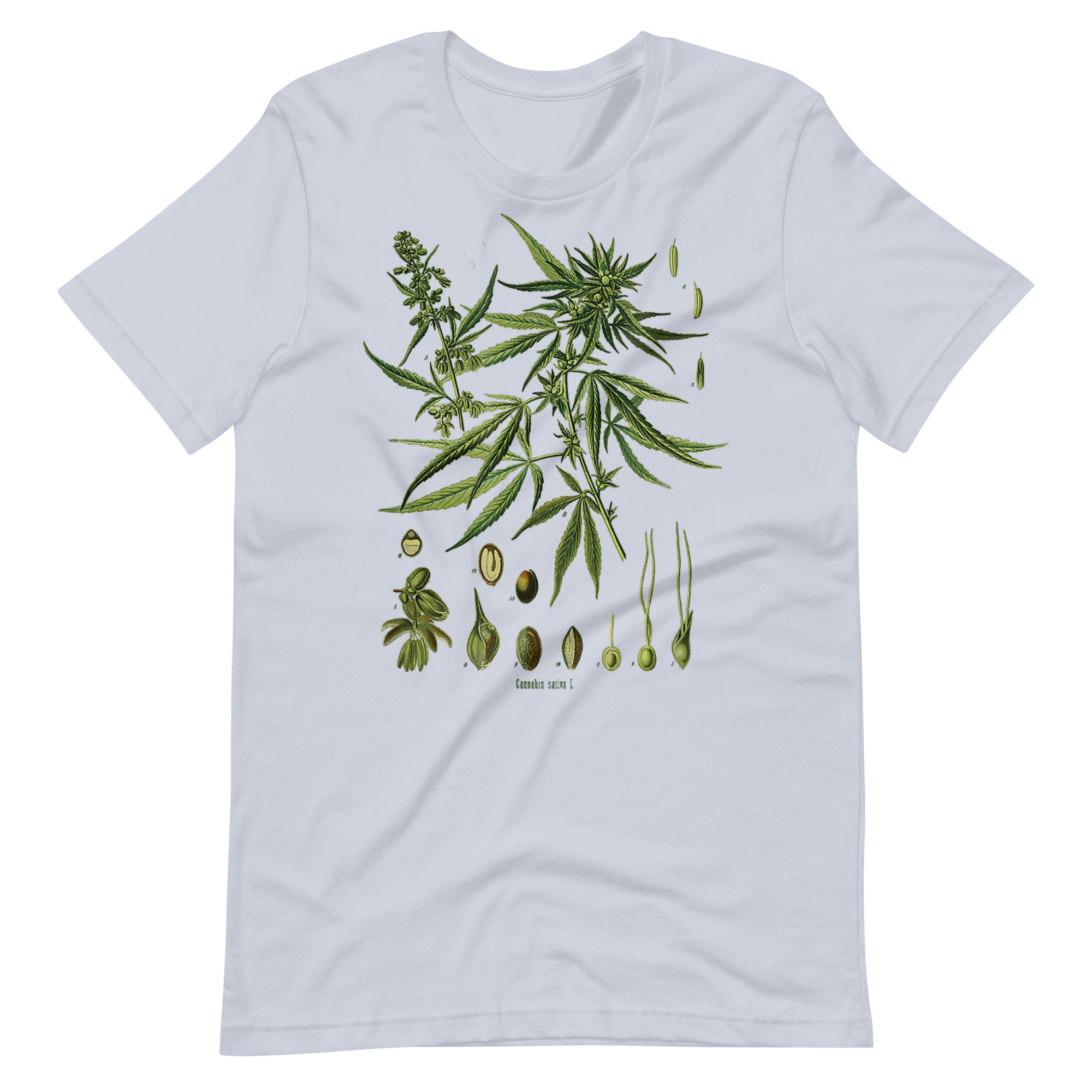 Vintage-Cannabis-Botanical-Chart-Antique-Hemp-Unisex t-shirt-Phoenix Styles