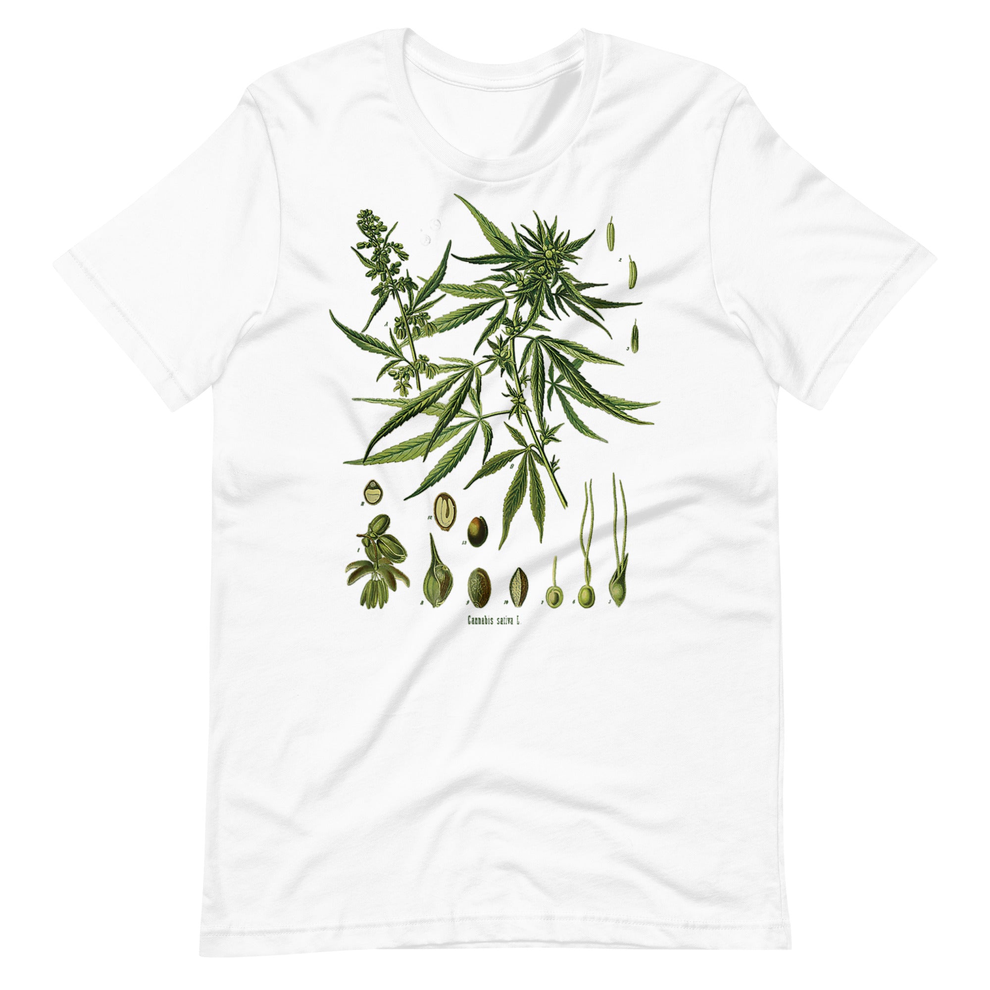 Vintage-Cannabis-Botanical-Chart-Antique-Hemp-Unisex t-shirt-Phoenix Styles